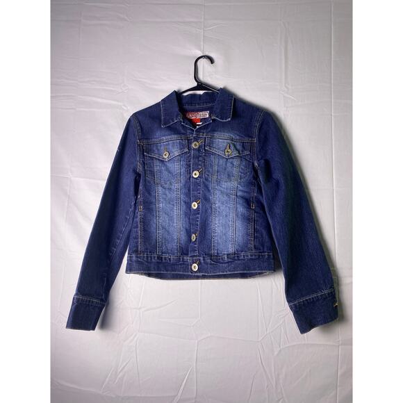Lazer Jeans Blue Denim Button Up Jean Jacket Chest Pockets Girl's Size 7 - Picture 1 of 2